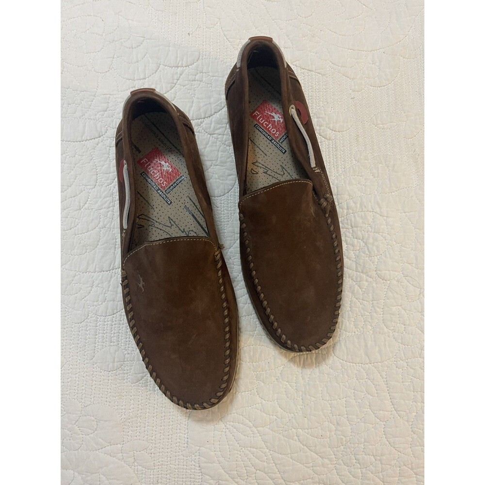 FLUCHOS Leather Shoes  Mens 41 (US 8) Made In Spain Brown woven